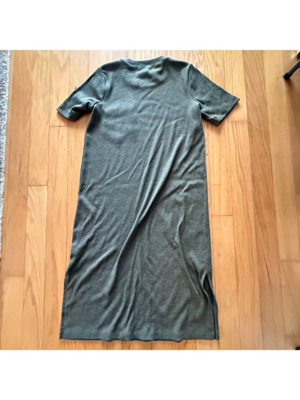 Madewell Women's Green Ribbed Pocket Tee Midi Dress Ab300 Size Medium